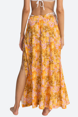 Rhythm Mahana Floral Tiered Maxi Skirt in Yellow