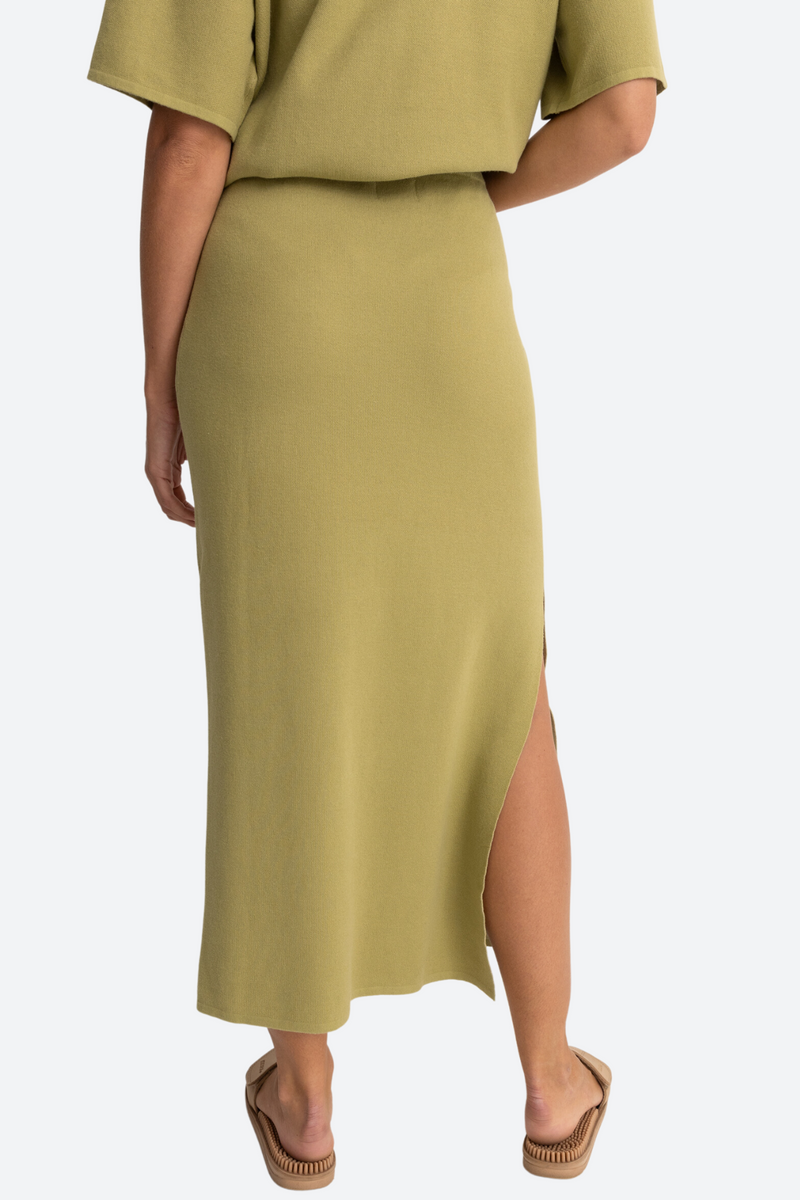 Rhythm Horizon Knit Midi Skirt in Palm