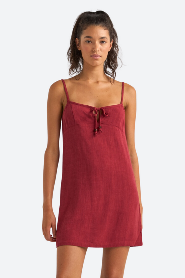 Rhythm Seacoast Keyhole Slip Dress in Sangria