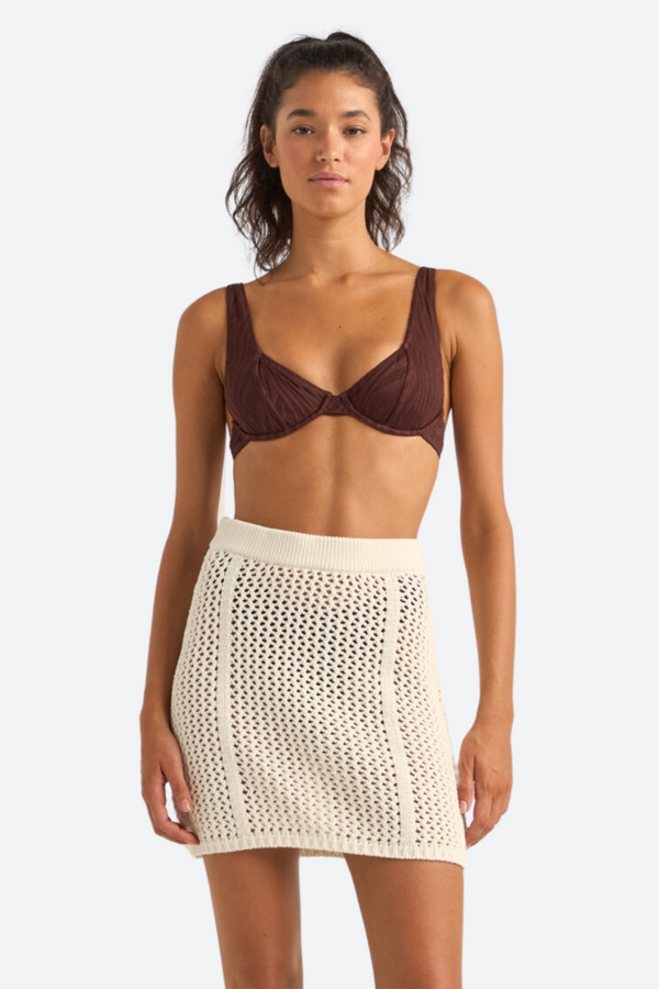 Rhythm Seashell Knit Mini Skirt in White