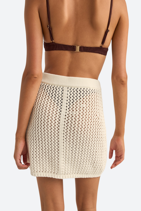 Rhythm Seashell Knit Mini Skirt in White