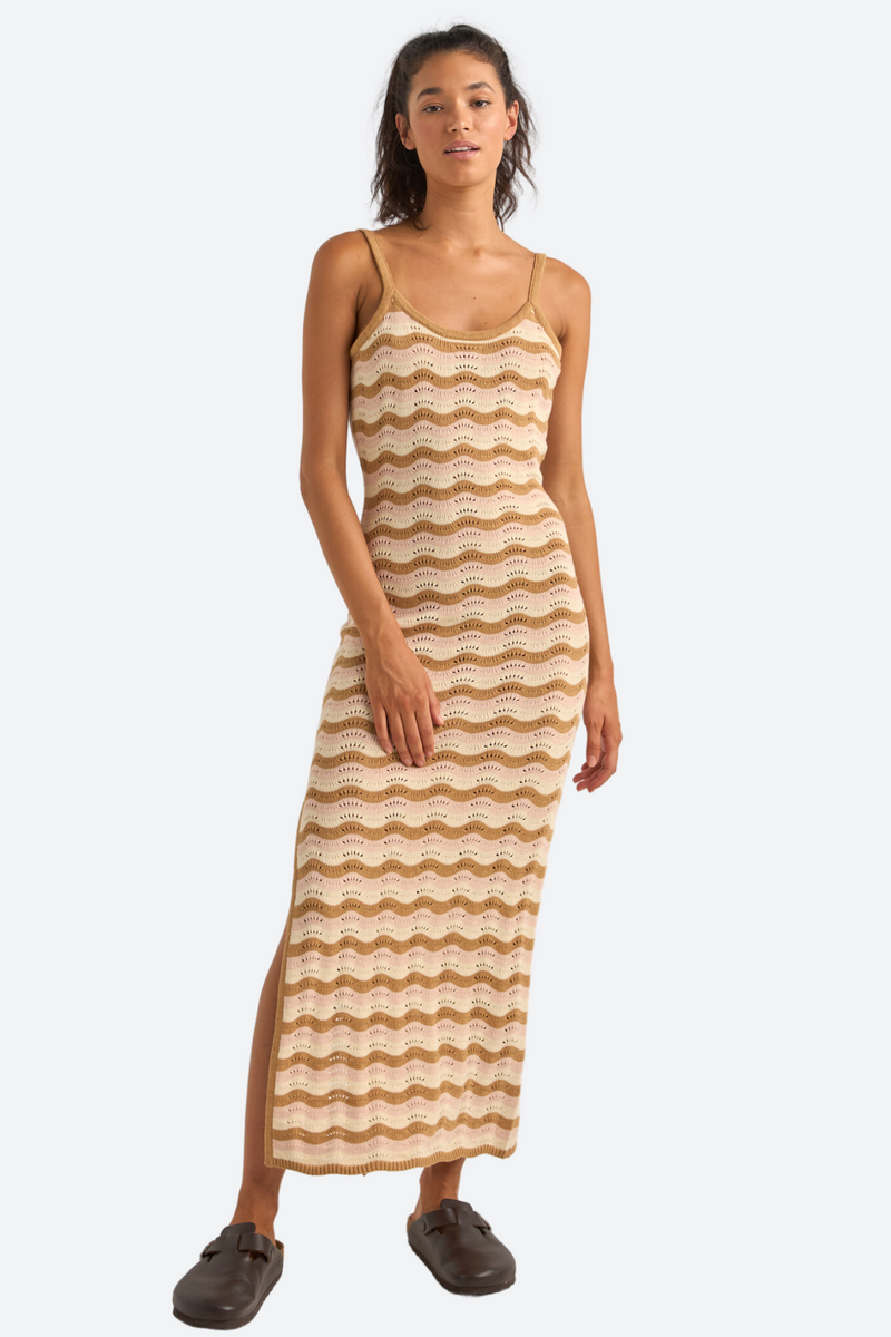 Rhythm Aries Stripe Knit Midi Dress in Natural