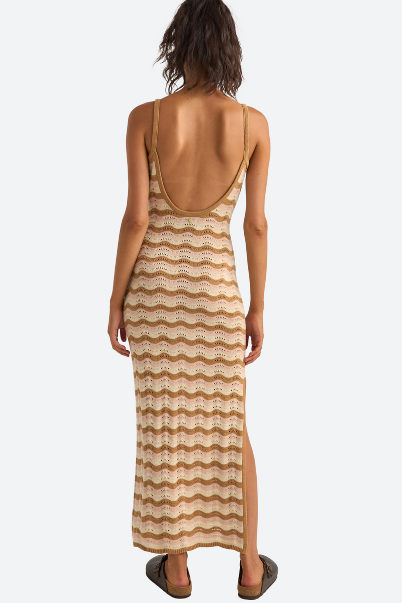 Rhythm Aries Stripe Knit Midi Dress in Natural