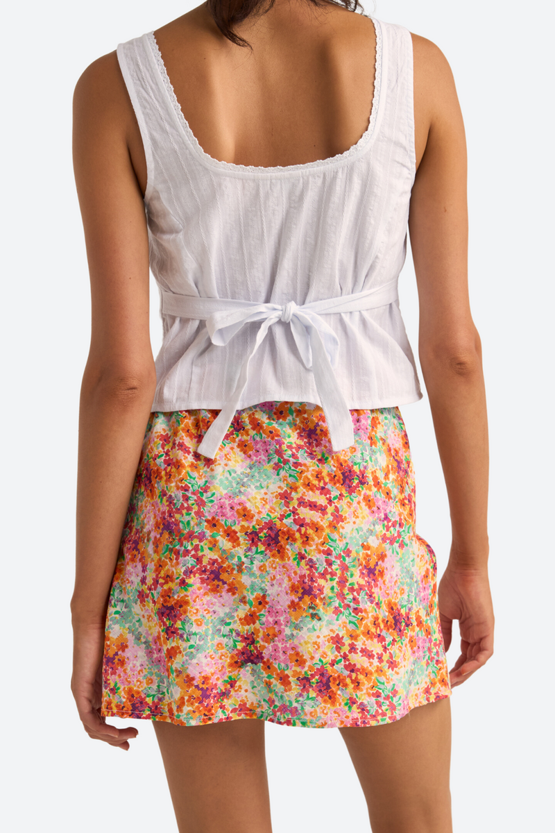 Rhythm Sierra Floral Bias Cut Mini Skirt in Orange