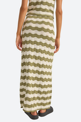 Rhythm Carmen Stripe Knit Maxi Skirt in Sage