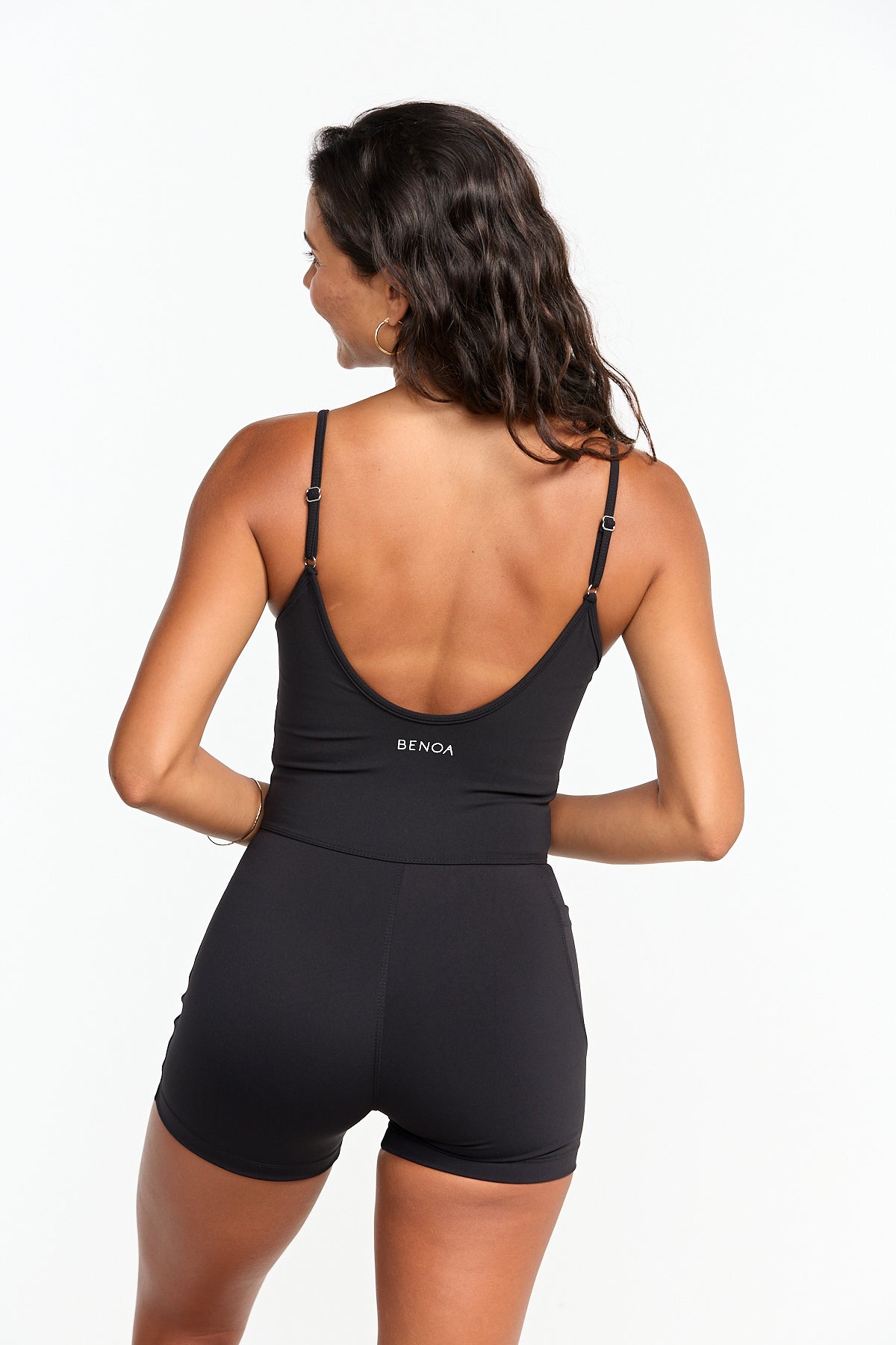 Benoa Swim 3" Romper in Black