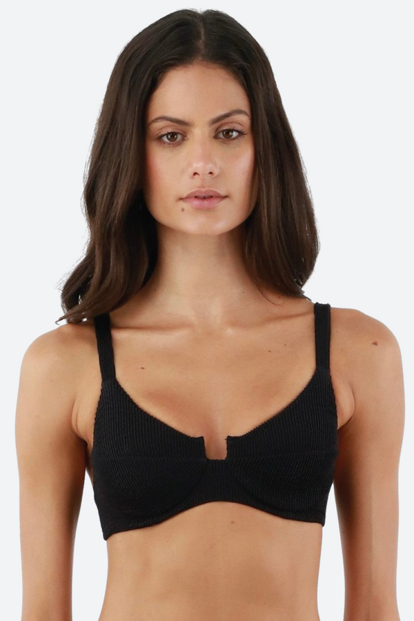 Malai Textured Wave Majestic Top in Black