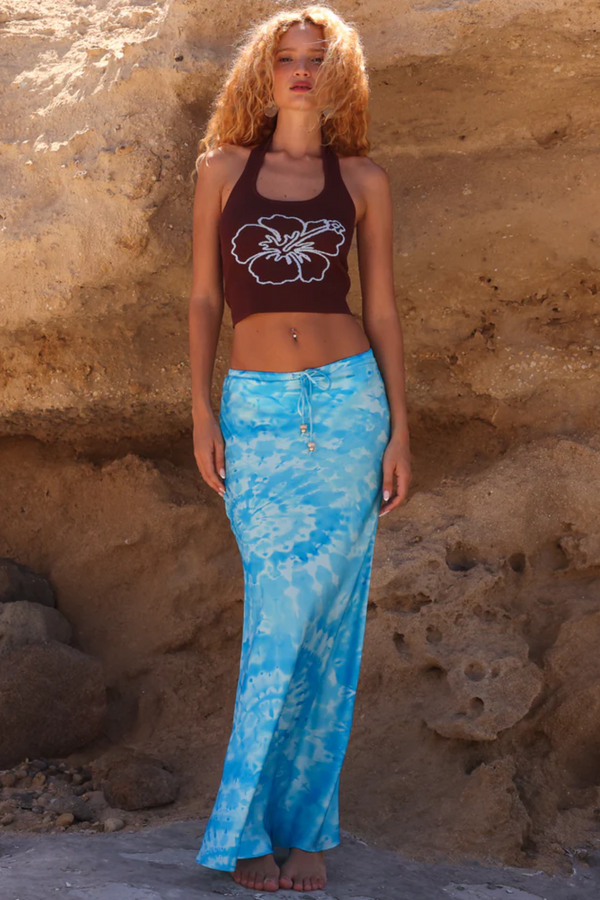 Kulani Kinis Bias Drawstring Maxi Skirt in Starry Seas