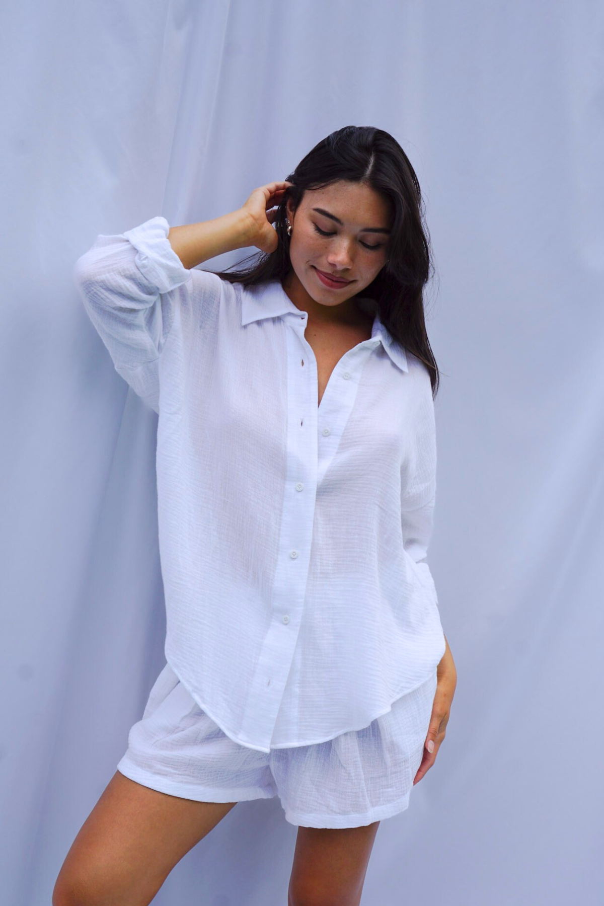 Golden Trip Belize Top in White Gauze