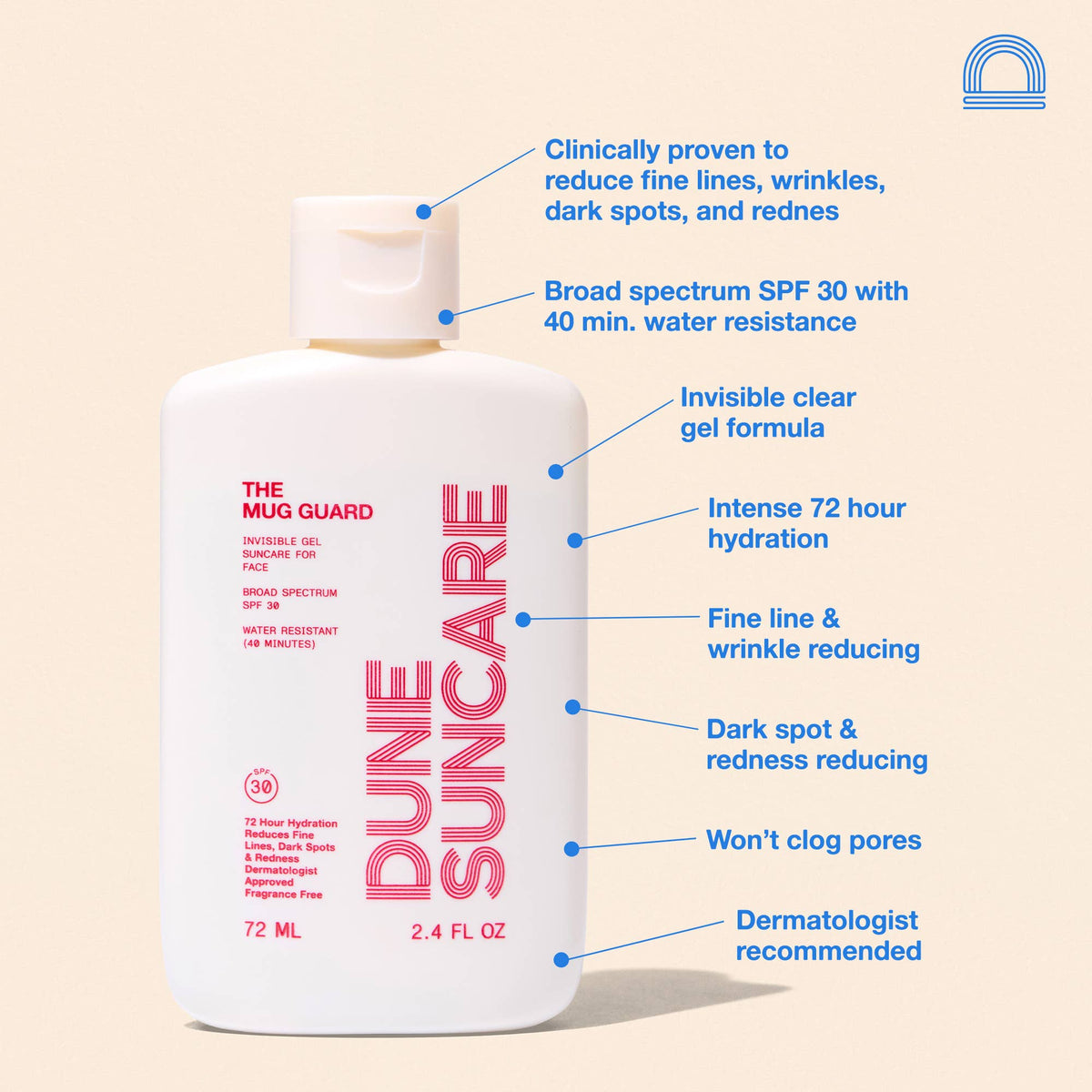 Dune The Mug Guard - InvisibleGel Sunscreen for Face (SPF 30)