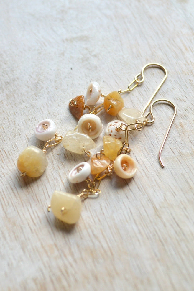 Salty But Sweet Puka Shell Aventurine Earrings