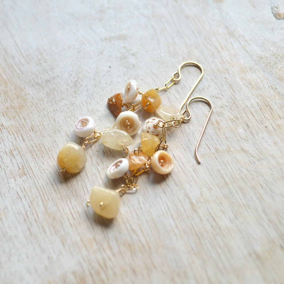 Salty But Sweet Puka Shell Aventurine Earrings