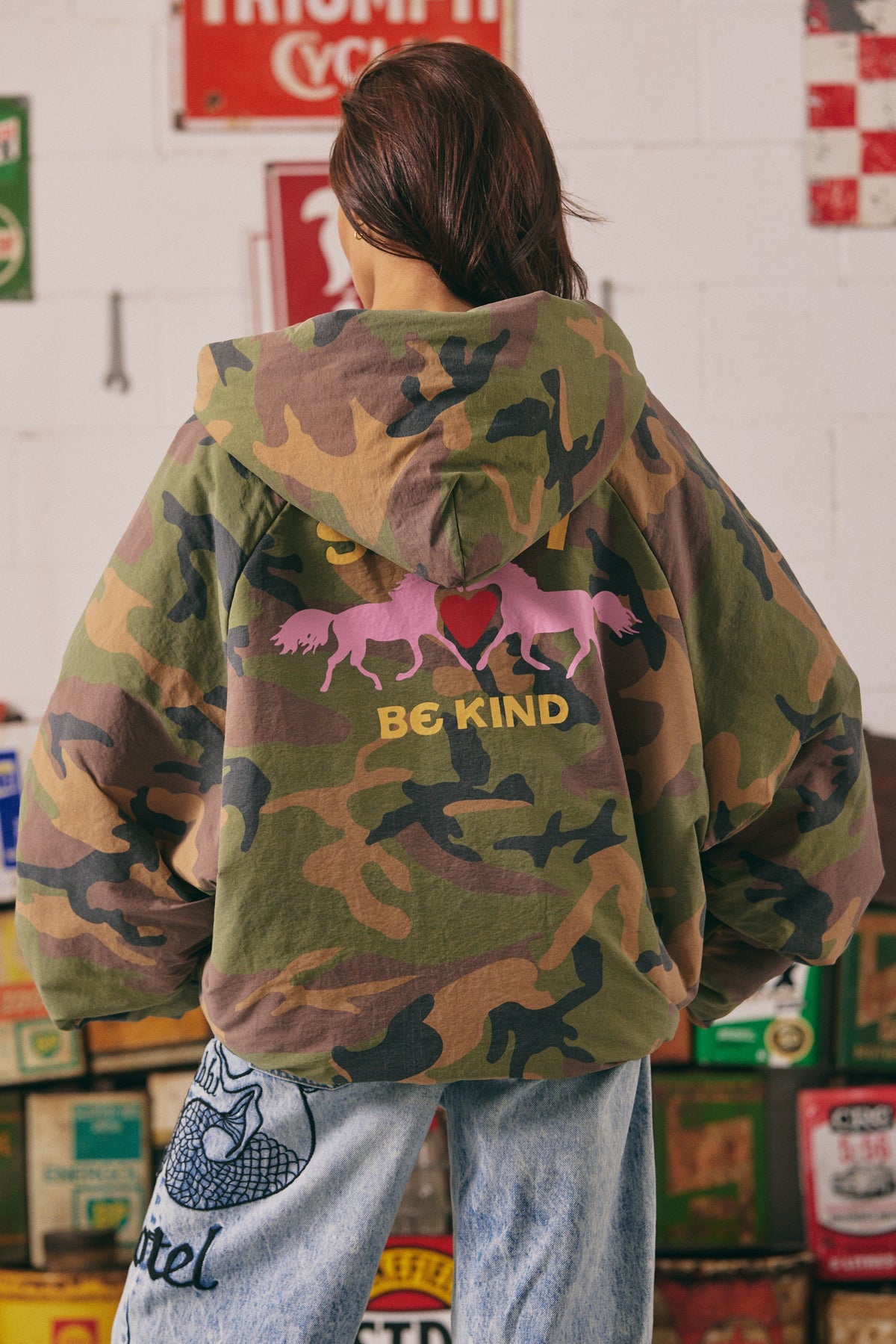 Sabbi The Be Kind Bomber Jacket in Camo