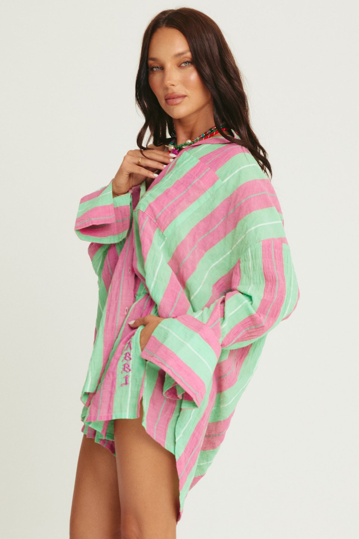 Sabbi The Don Julio Shirt in Pop Stripe Green