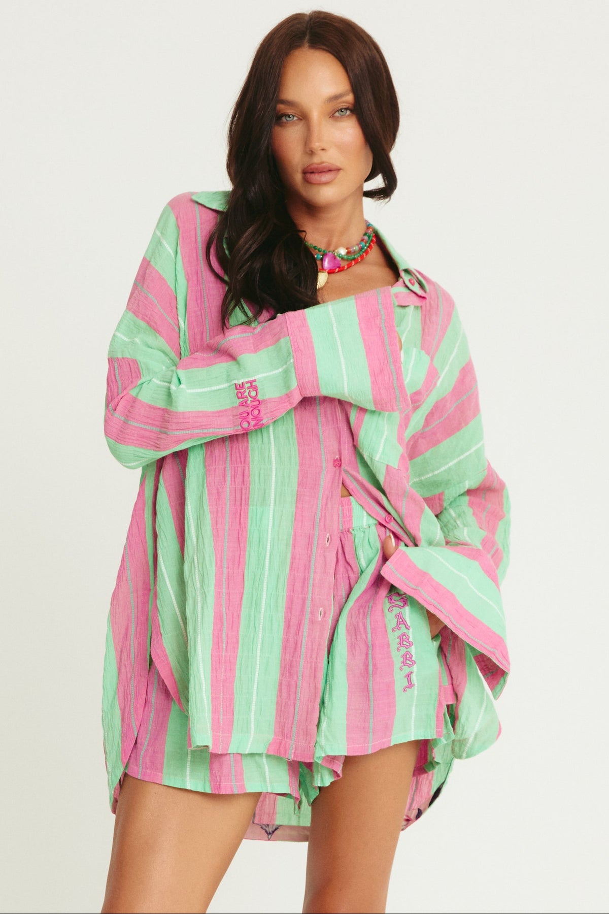 Sabbi The Don Julio Shirt in Pop Stripe Green