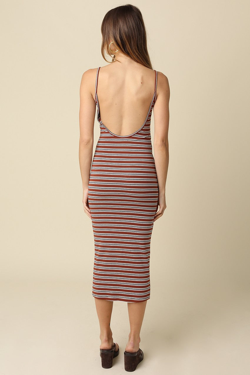 Golden Trip Knit Maxi in Red and White
