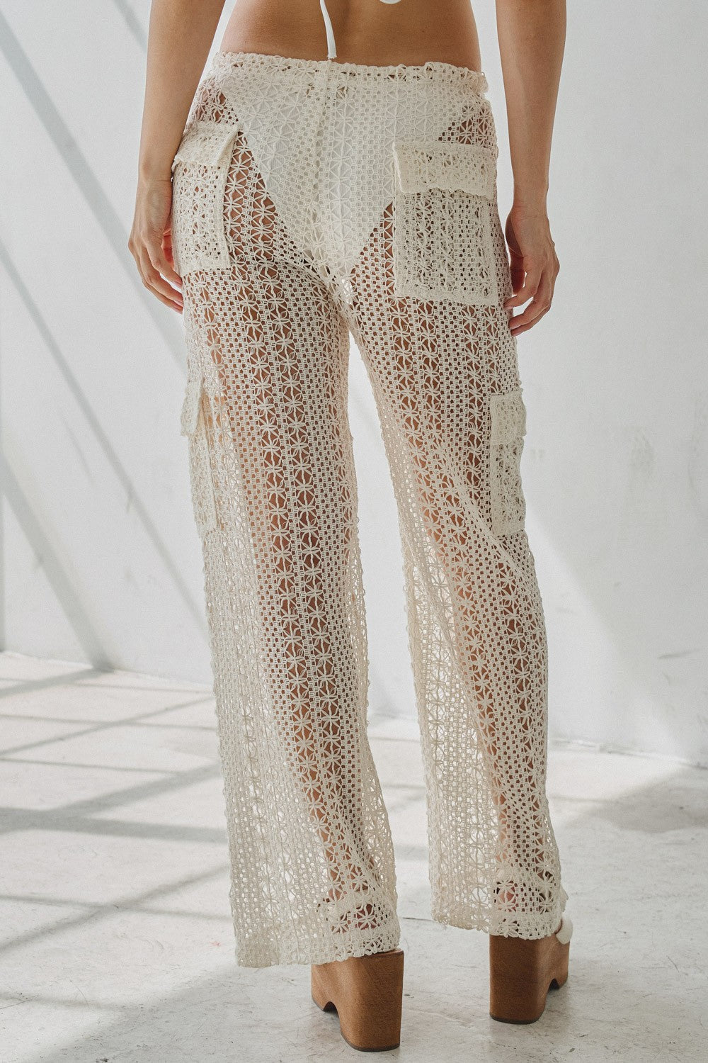 Golden Trip Crochet Cargo Pant in Cream