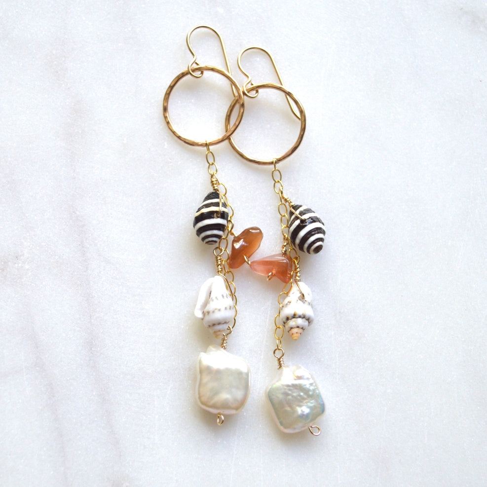 Salty But Sweet Pearl Shell Cluster Earrings