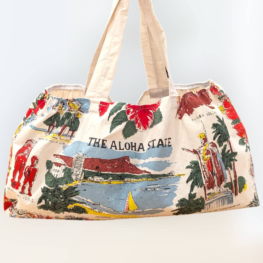 Vintage-Style Hawaiian Islands Large Tote Bag