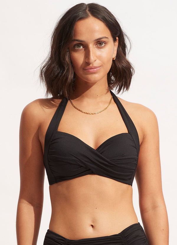 Seafolly Collective Twist Soft Cup Halter Top in Black