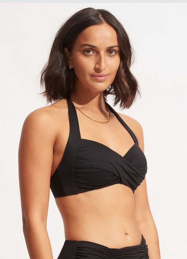 Seafolly Collective Twist Soft Cup Halter Top in Black