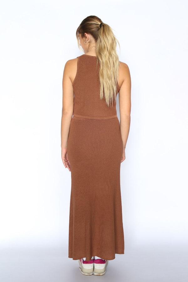 Golden Sea Knit Maxi Skirt in Cocoa
