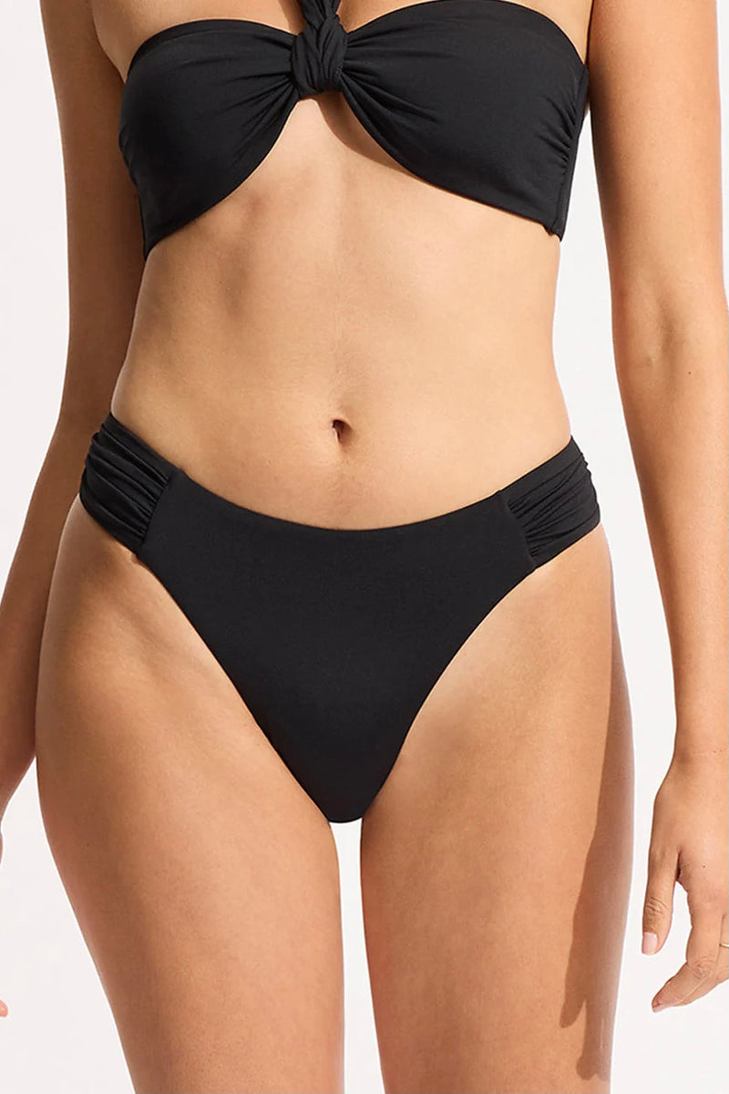 Seafolly Collective High Leg Ruched Side Pant in Black