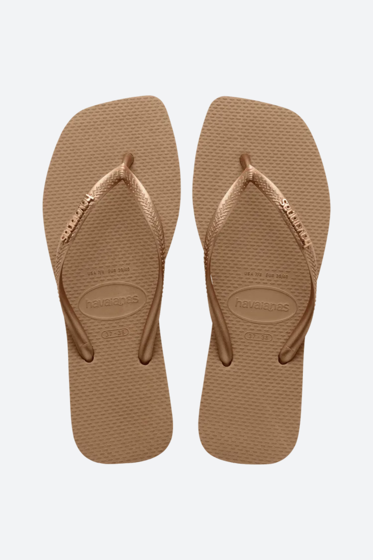 Havaianas Slim Square Logo Metallic Sandal in Rose Gold