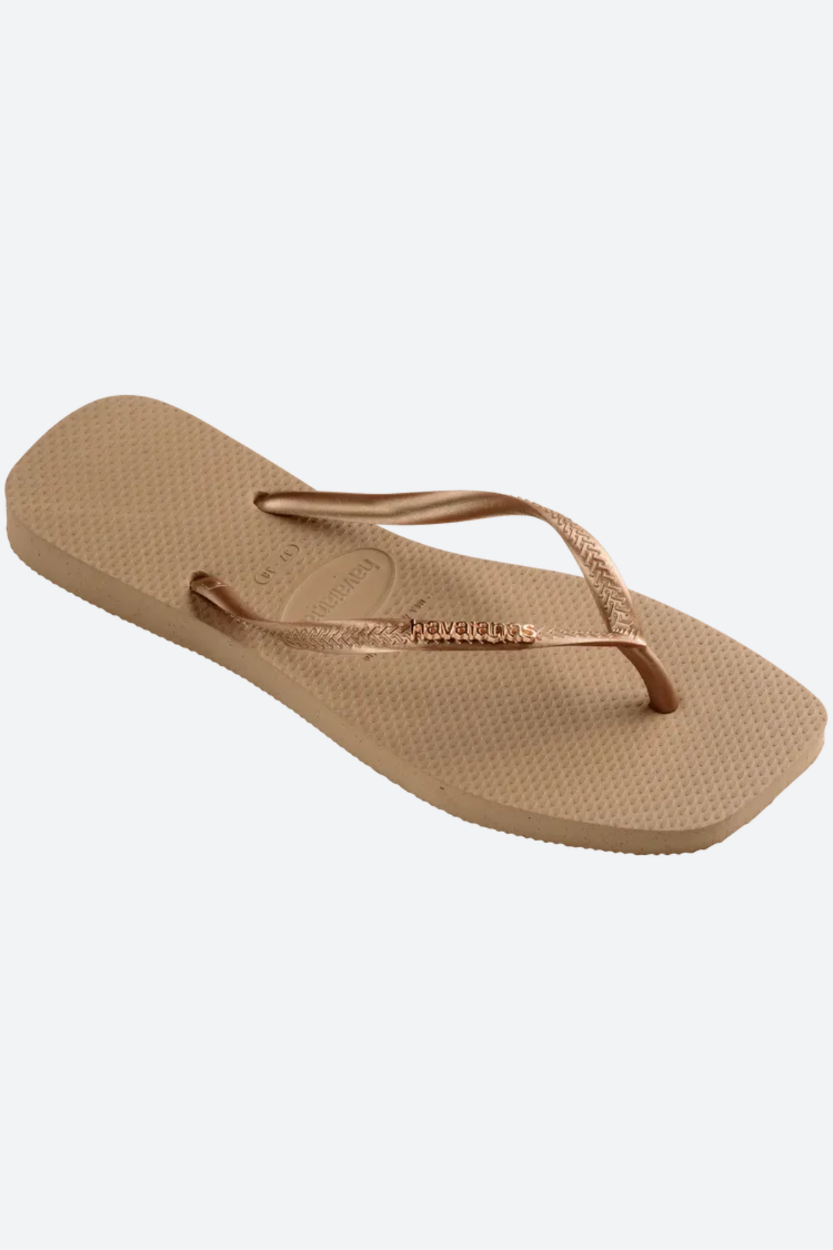 Havaianas Slim Square Logo Metallic Sandal in Rose Gold