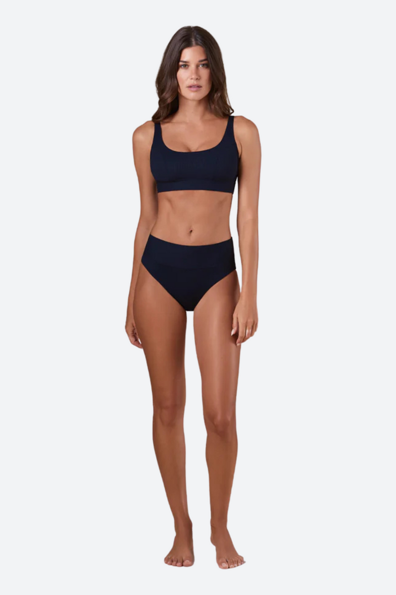 Bromelia Swimwear Itacare Top in Midnight Black Rib