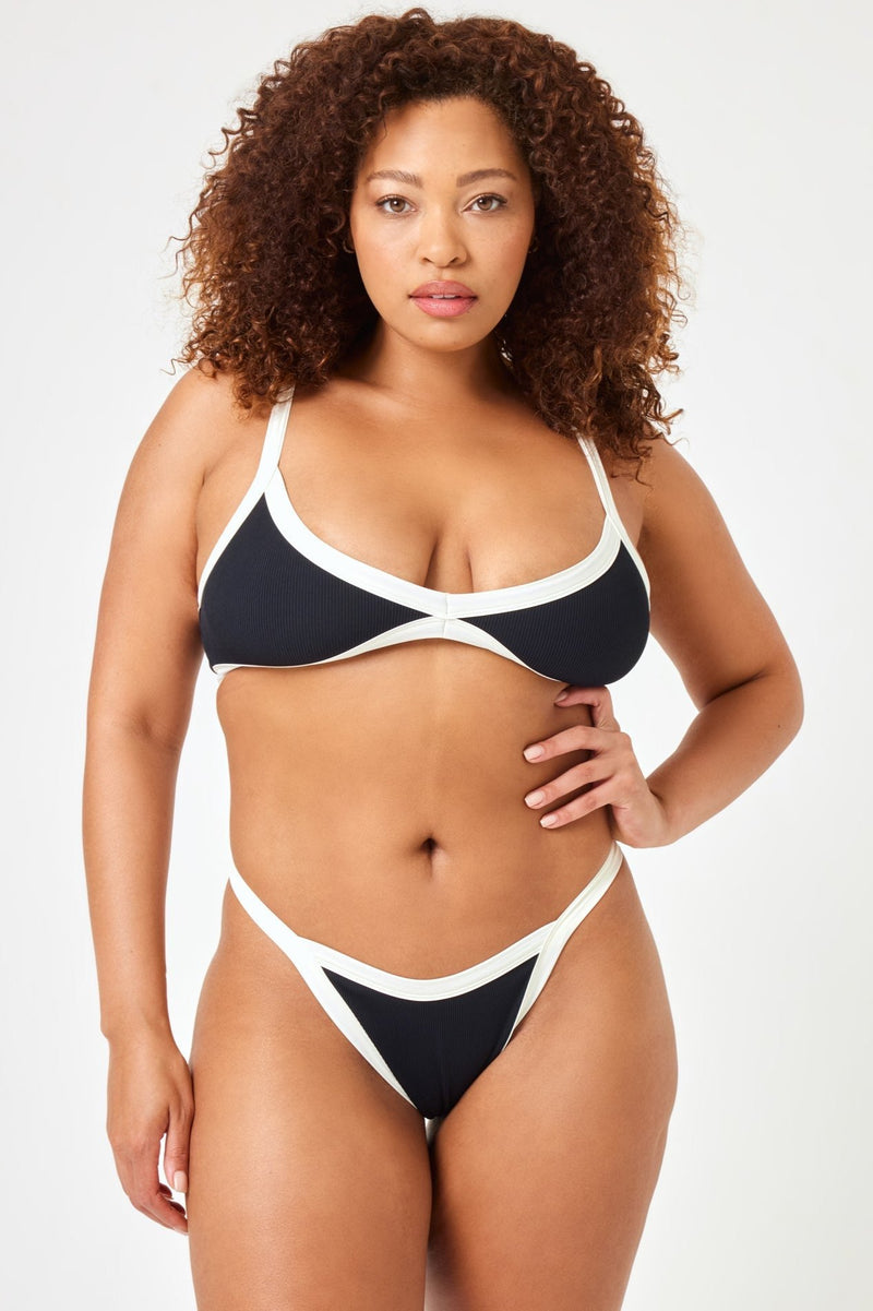 Taylor Bikini Top - Black-Cream