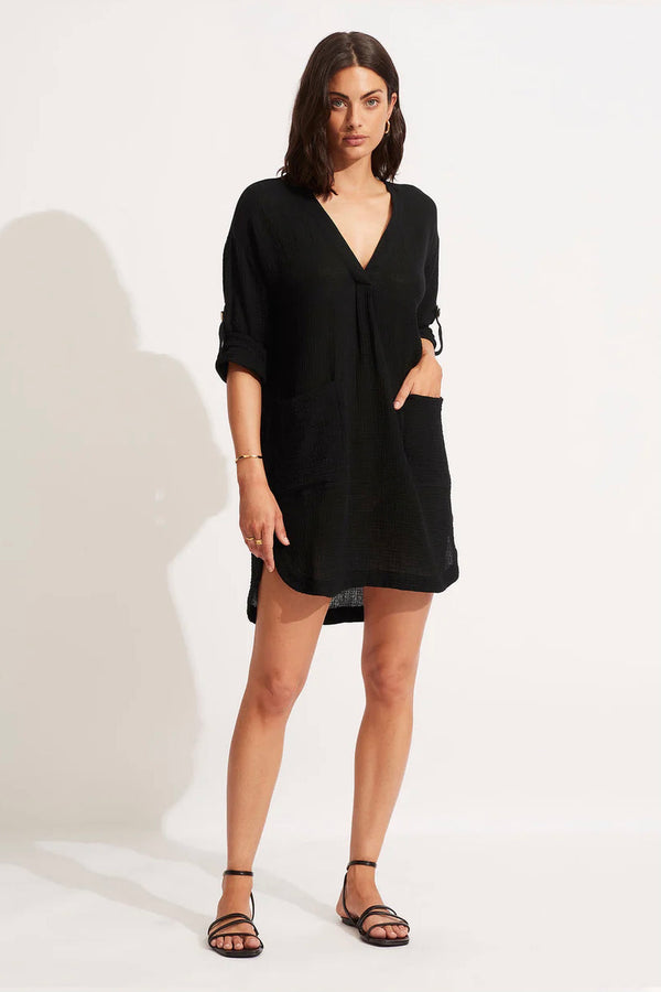 Seafolly Essential Cover Up in Black