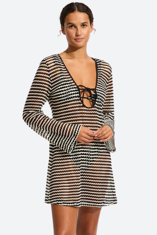 Seafolly Mesh Effect Cover Up in Black