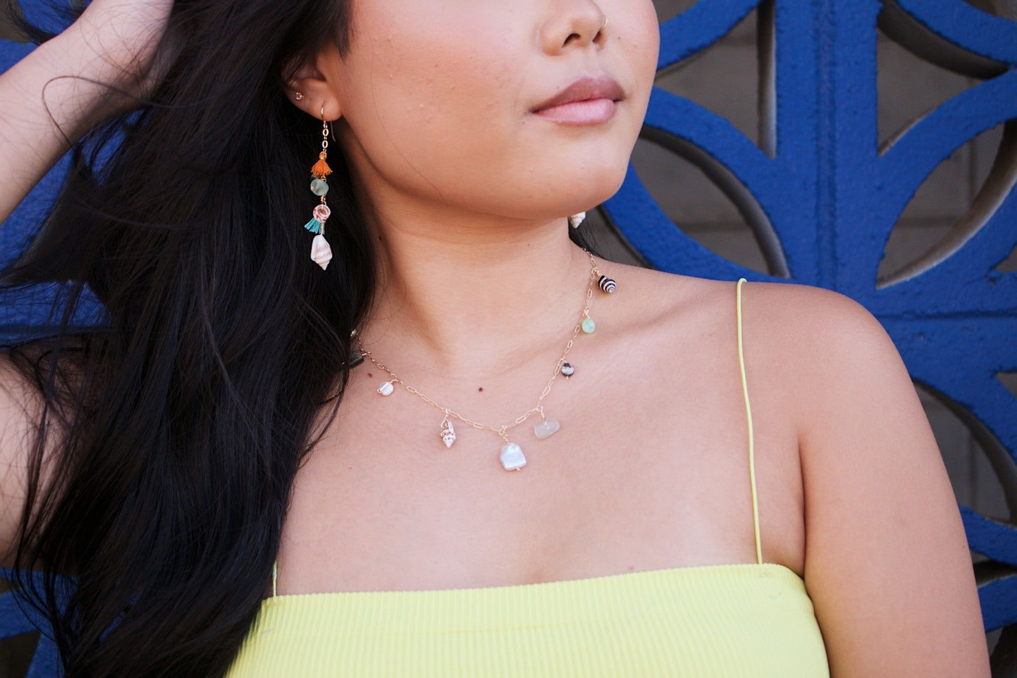 Salty But Sweet Ocean Charm Necklace in Gold