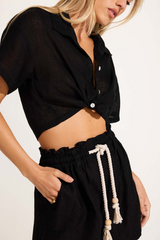 Vitamin A Hana Cropped Shirt in Black