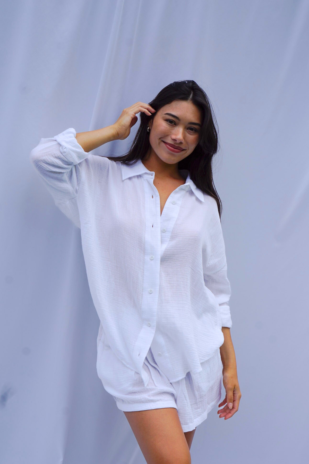 Golden Trip Belize Top in White Gauze