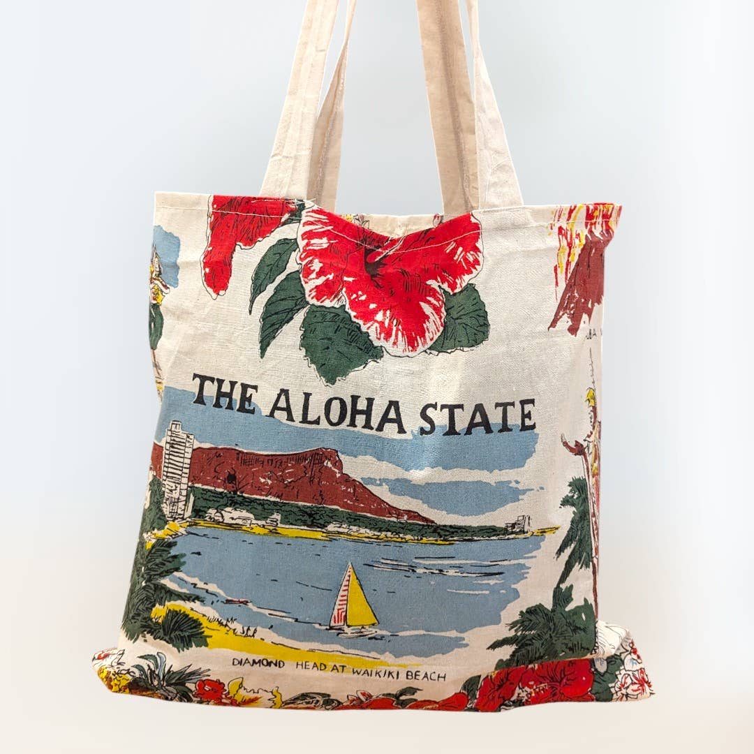 Vintage Diamond Head Cotton Tote Bag　Made in Hawaii