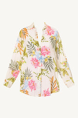 Vitamin A Playa Linen Boyfriend Shirt in Summer Bloom