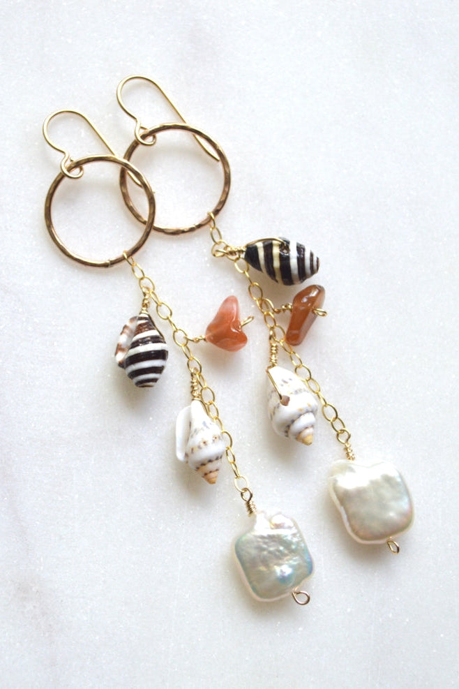 Salty But Sweet Pearl Shell Cluster Earrings