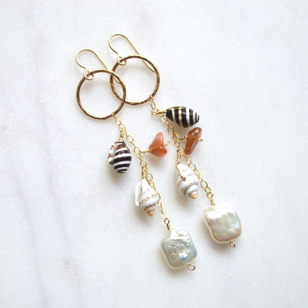 Salty But Sweet Pearl Shell Cluster Earrings