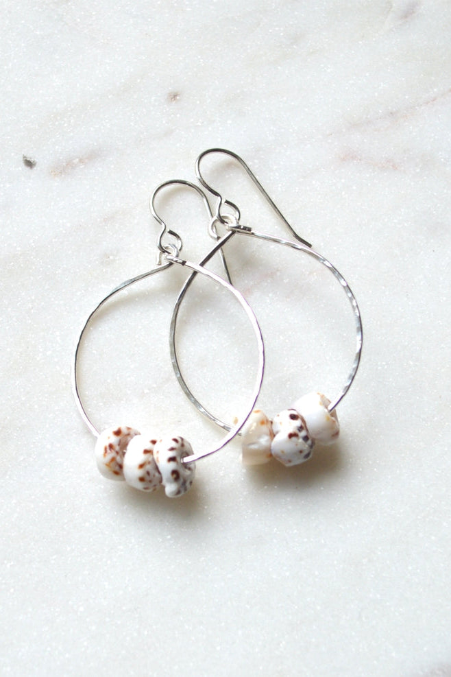 Salty But Sweet Triple Puka Shell Hoops
