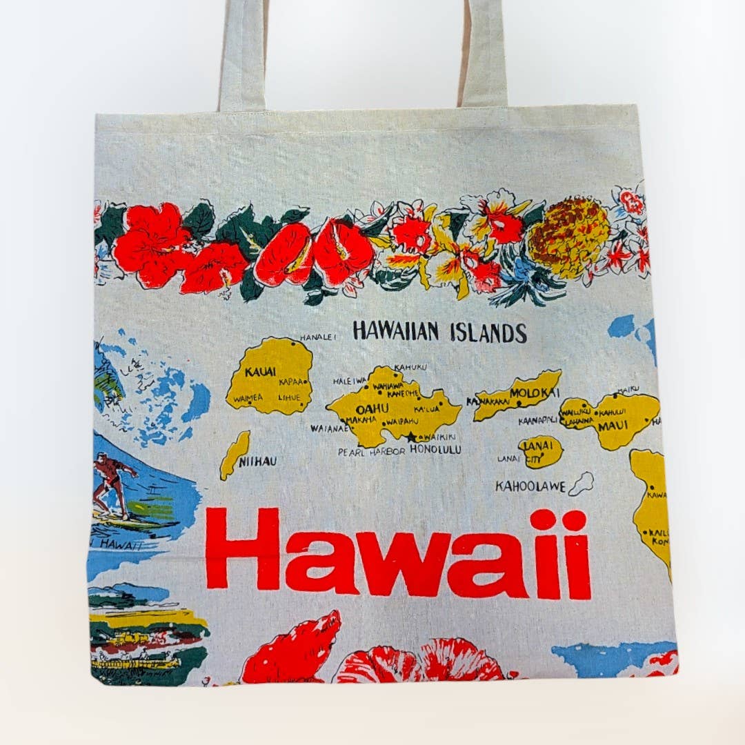 Vintage Hawaiian Islands Map Tote Bag