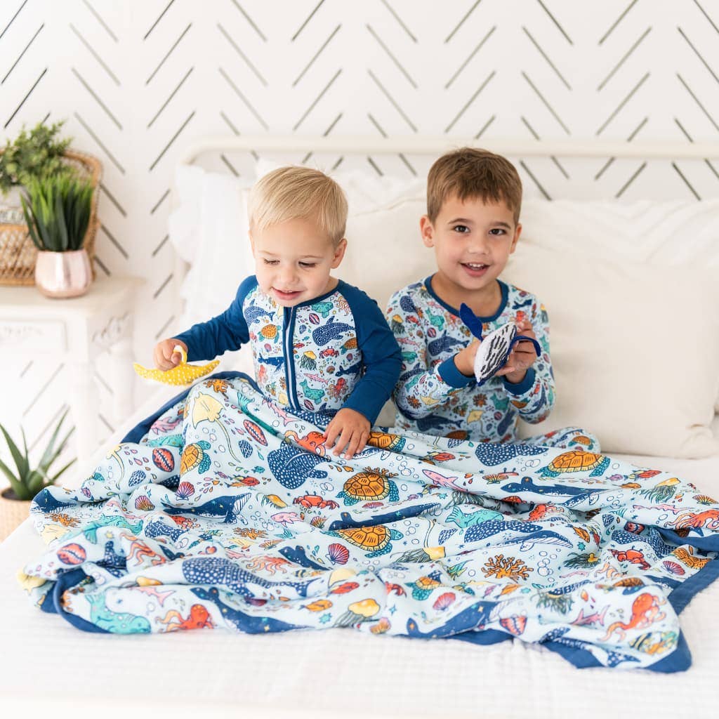 Coco Moon Big Blue World Baby Quilt