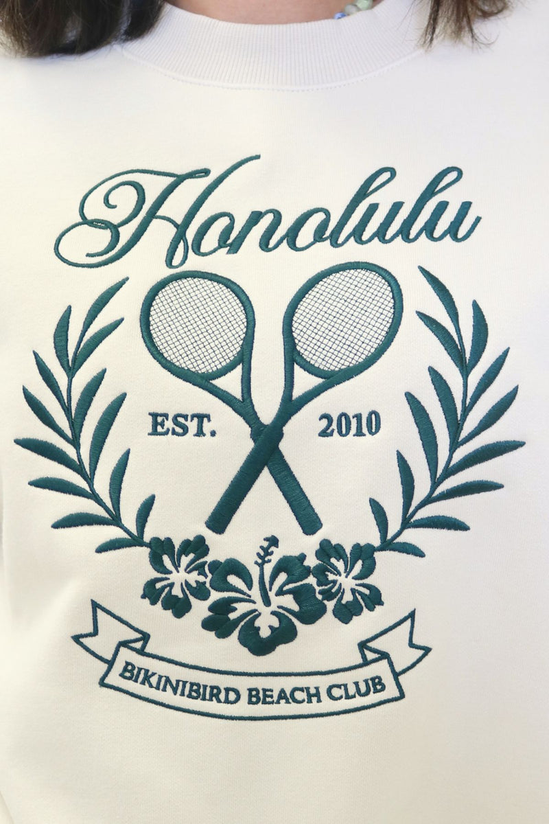 bikinibird Honolulu Tennis Sweatshirt in Ecru