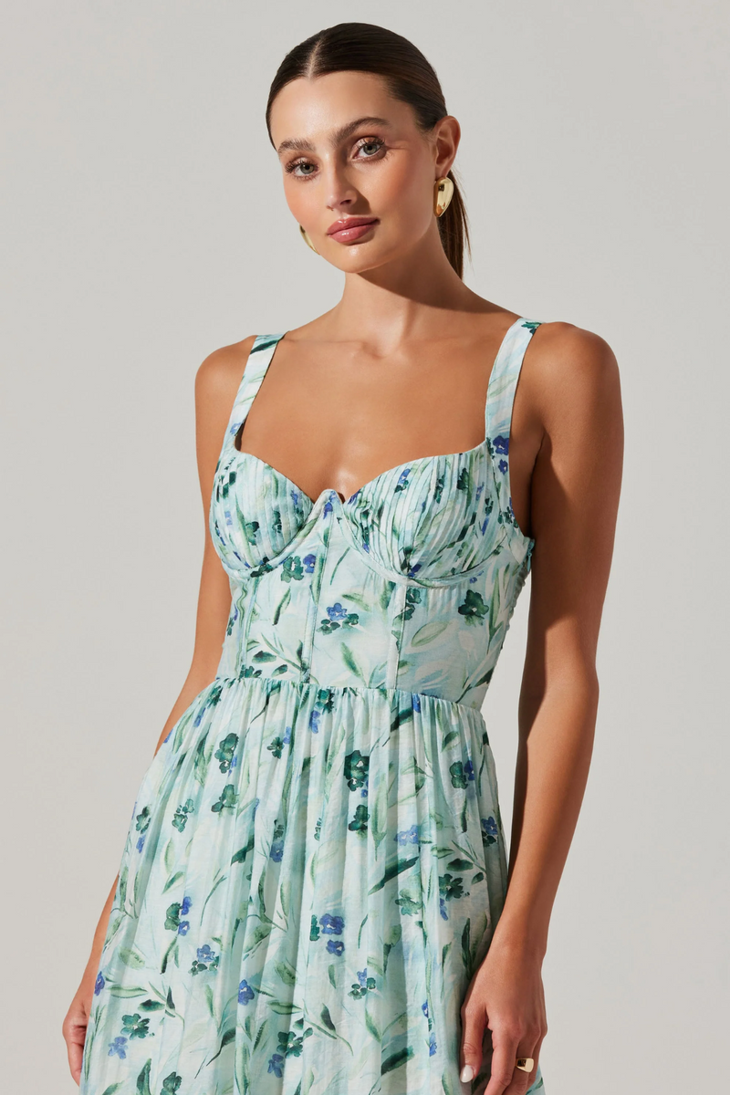 ASTR Kelby Dress in Green Blue Floral – Bikinibird