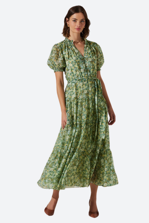 ASTR Marilou Dress in Green Yellow Floral