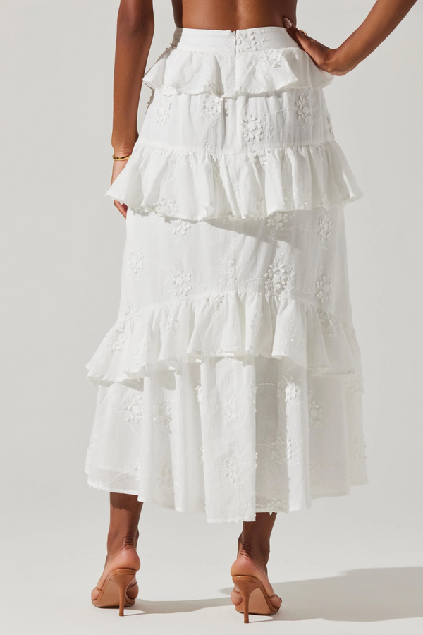 ASTR Foufette Tiered Midi Skirt in White