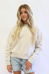 Bikinibird Smiley Pua Fleece Sweatshirt in Bone