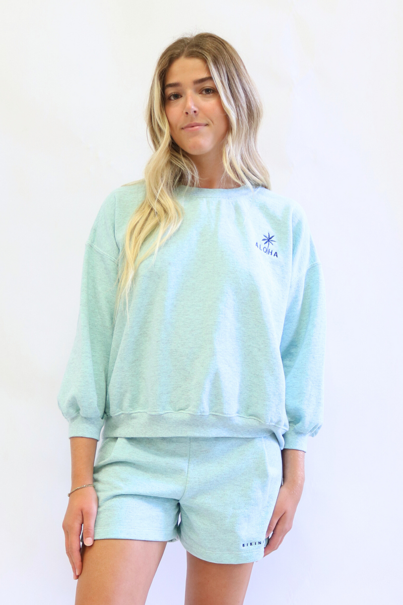 Bikinibird Aloha Palm Sweatshirt in Blue
