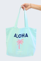 Bikinibird Aloha Palm Tree Tote Bag in Blue
